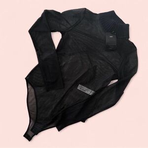 Zara Black Sheer Turtleneck Top